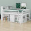 Élégant lit mezzanine en bois avec amplement de tablettes de rangement et tête de lit à DEL-535351750-535351748