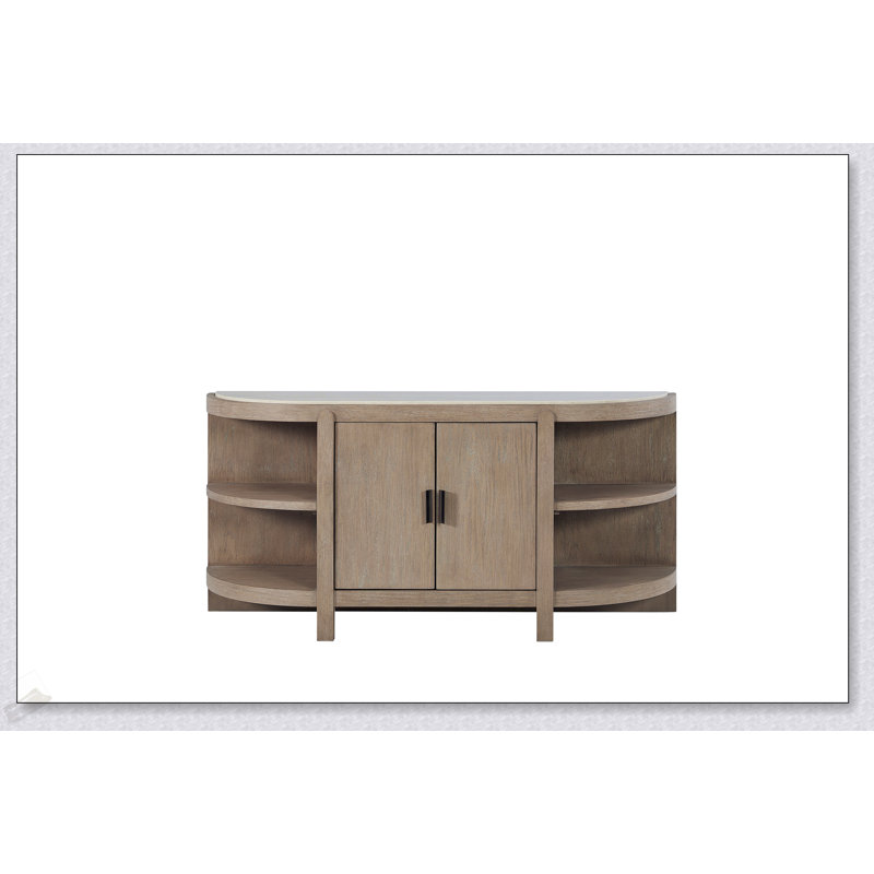 Console courbée à 2 portes avec plateau en marbre élégant, parfaite pour un décor moderne et élégant