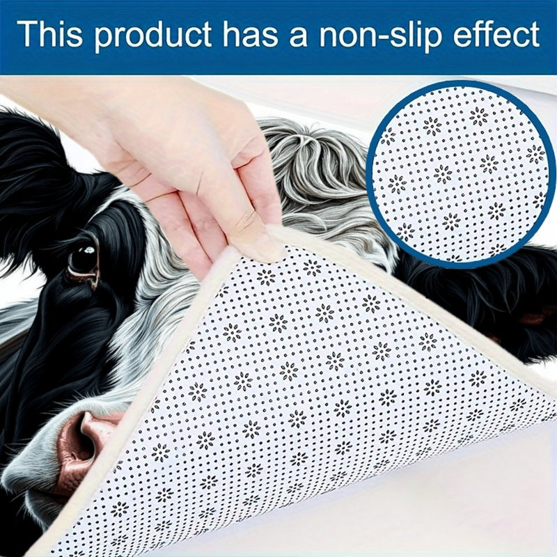Ensemble de 2 tapis de sol en flanelle à motif réaliste de tête de vache