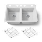 Riverby 33" Enameled Cast Iron Undermount Double Basin Kitchen Sink