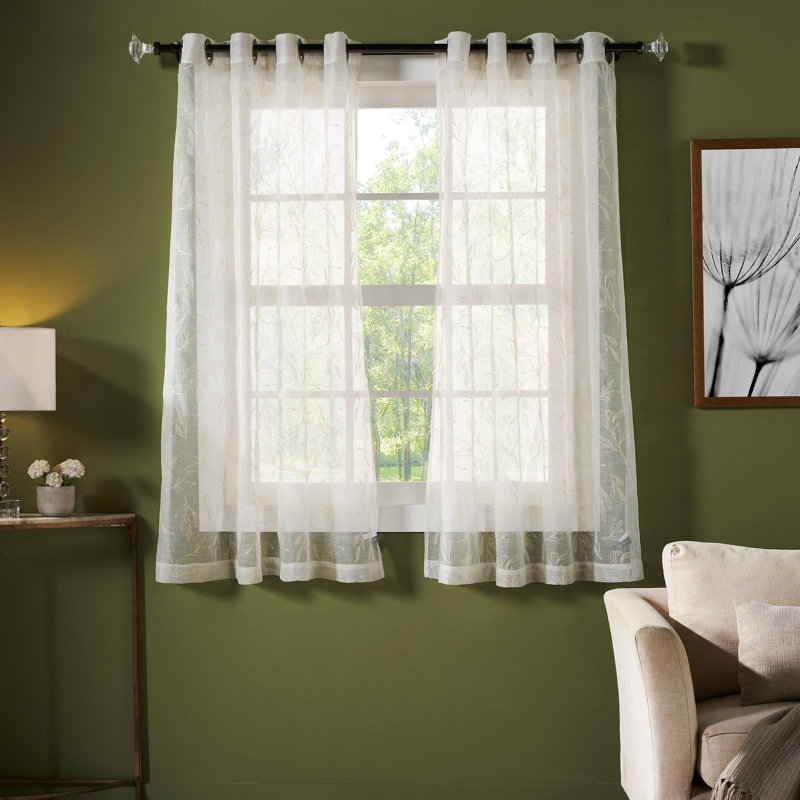 Sheer Curtains Long for Home Decoration Grommet & Lightweight Elegant Window Treatments with Light Filtering for Bedroom/Living Room(Champagne, 2 Panels)
