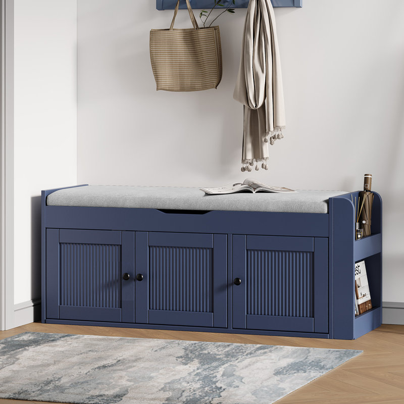 Banc de rangement Modern Farmhouse, Marine, L 42,6 po x P 13,7 po x H 17,7 po (avec support de