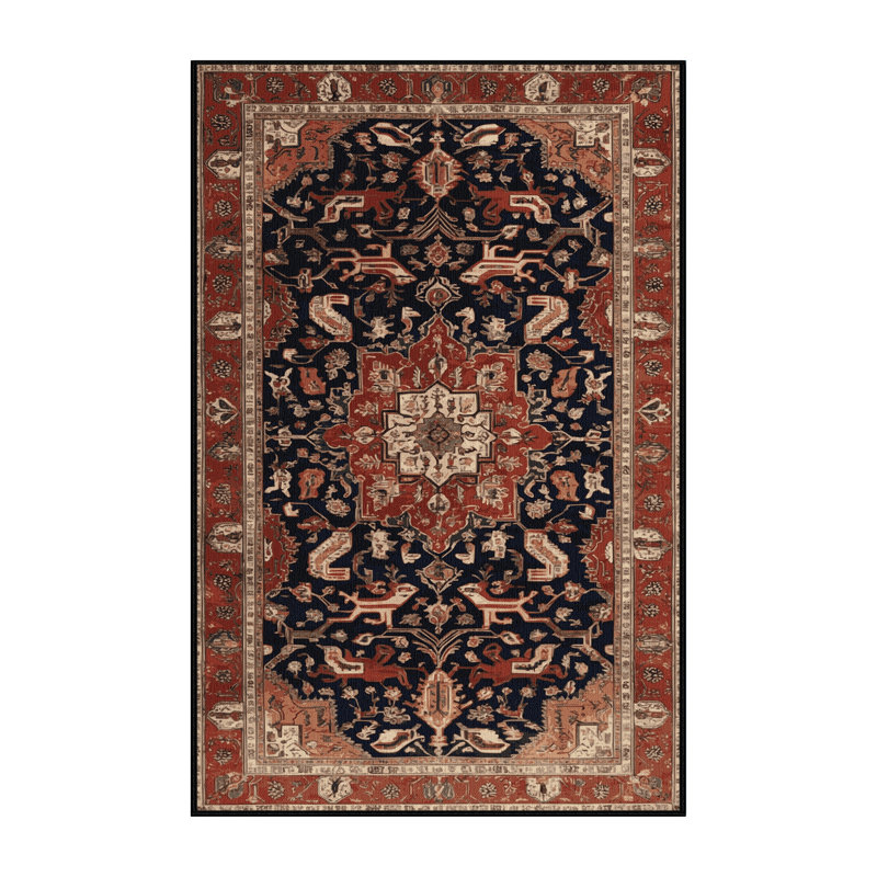 Machine Washable Persian Brown Area Rug, Rectangle 4' x 6'