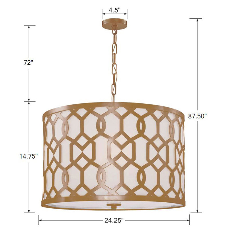 Jennings 5-Light Drum Pendant, Aged Brass, 24.25" 5-Light