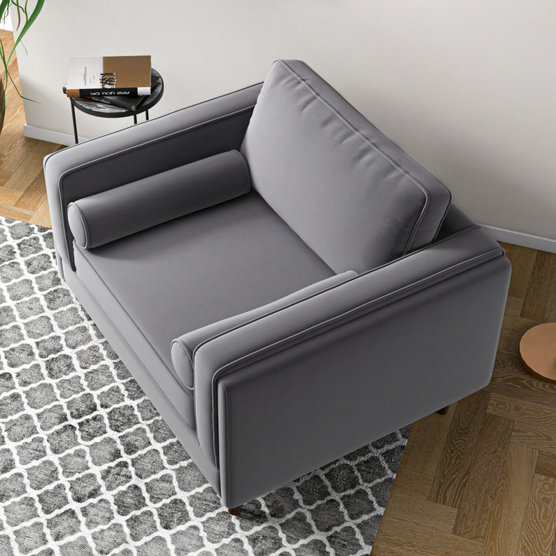 Nehemiah Velvet Armchair, Grey
