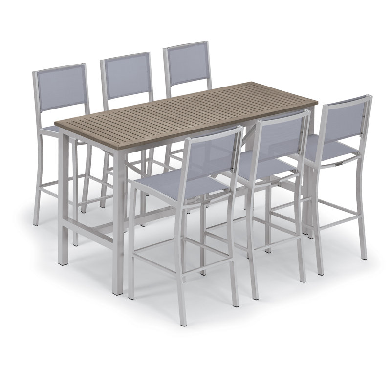 Travira Aluminum Bar Table, Teakwood Vintage