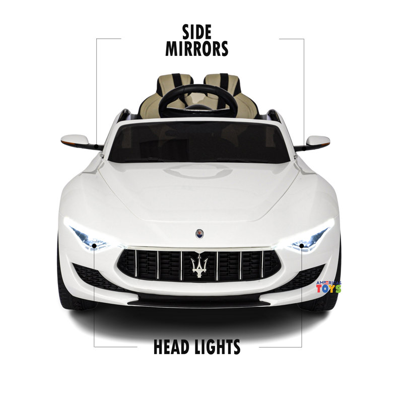 White 12V Maserati Alfieri Ride-On Car with Remote Control