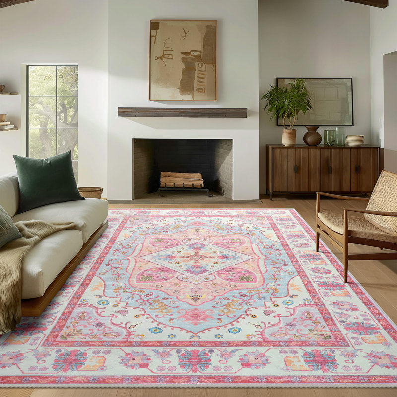 Wymond  Large Tranditional Rugs Living Room Rug Washable Bedroom Rug Non-Slip Colorful Vintage Accent Floor Carpet For Home Decor