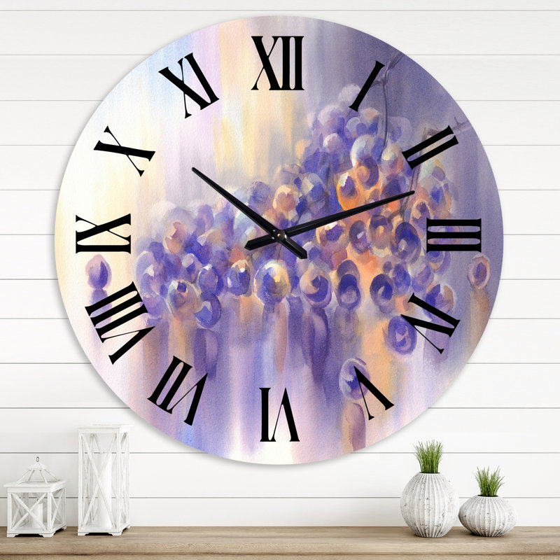 Impression peinte d'une grappe de raisins mauves - Horloge murale traditionnelle, Grand