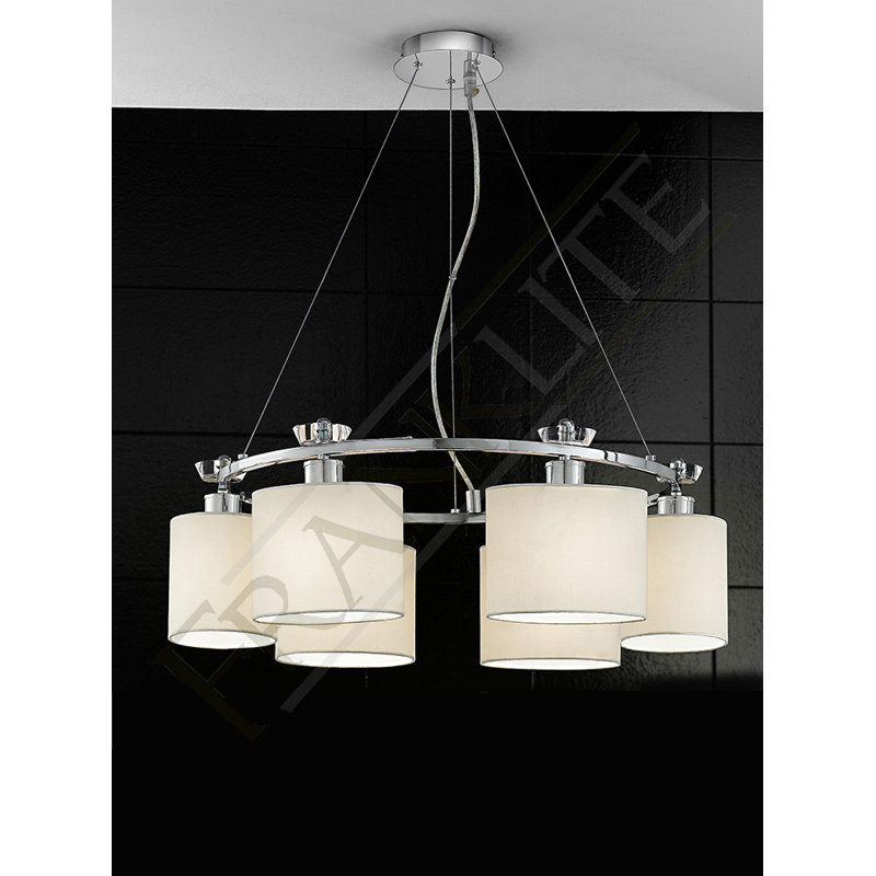 4-6 - Light Drum Pendant, Chrome, 22cm, Energy Efficient Bulbs Not Included
