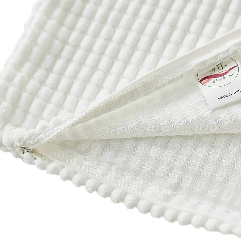 Housse de coussin carré à carreaux, 16 po x 16 po, Blanc