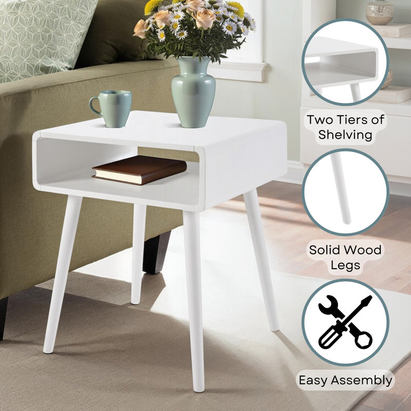 Kays End Table with Shelf, White