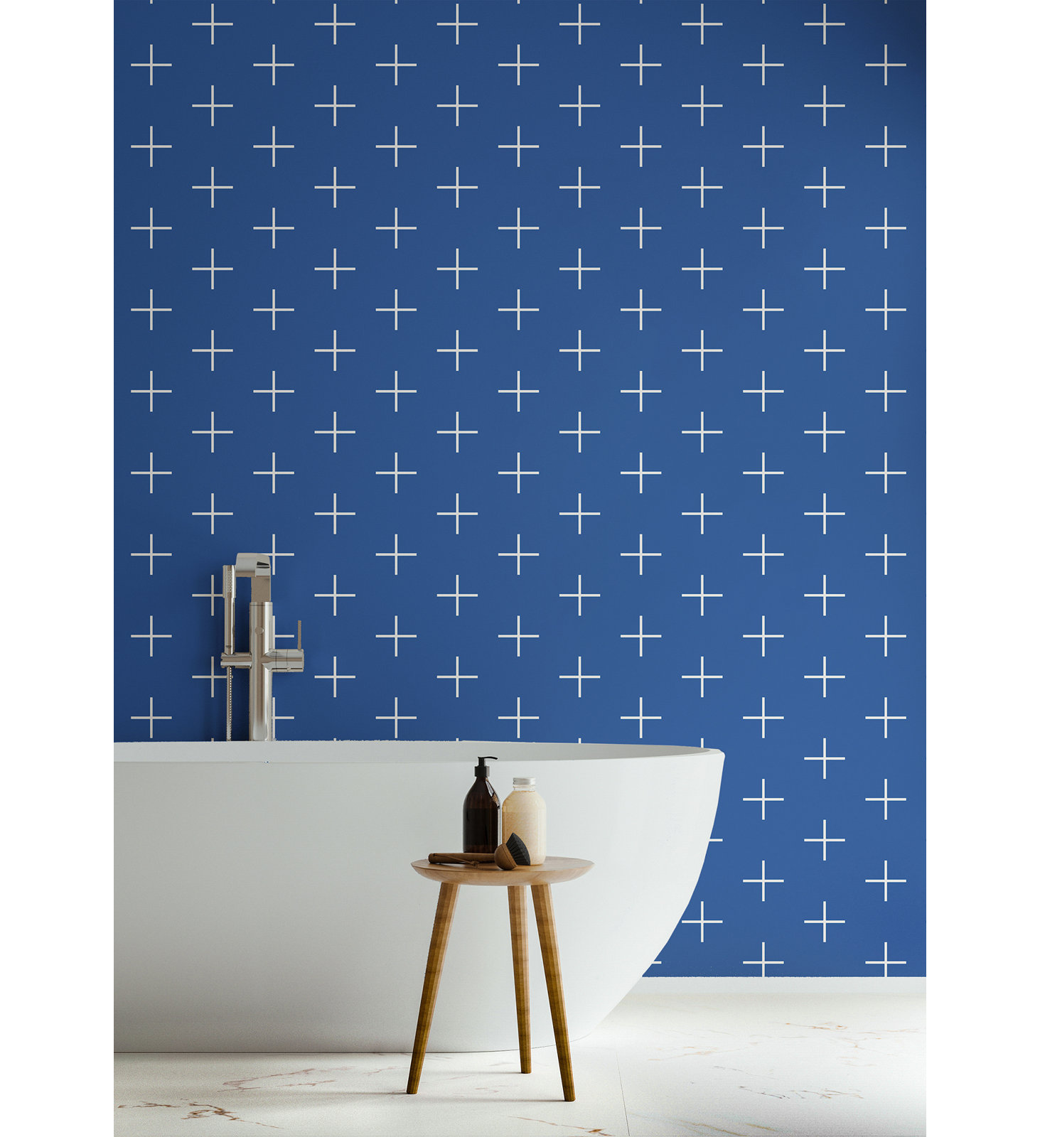 Mrs Paranjape Papers Mrs Paranjape Self-Adhesive Wallpaper, Yves Blue Reverse, Non-pasted, Paper
