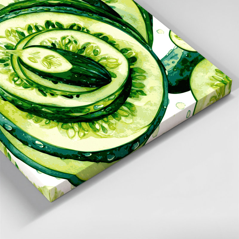 Vegetables Cucumber Persian Beige Canvas Wall Art, 16" H x 16" W