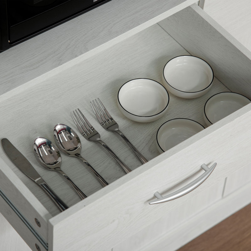 Buffet moderne avec huche de 71 po avec armoire de rangement Hallbera, Blanc