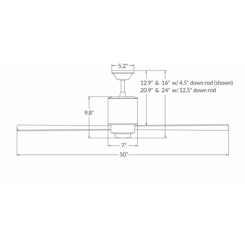 Lapa 50'' Ceiling Fan, White, Handheld Remote Control (2-wire), Gloss White