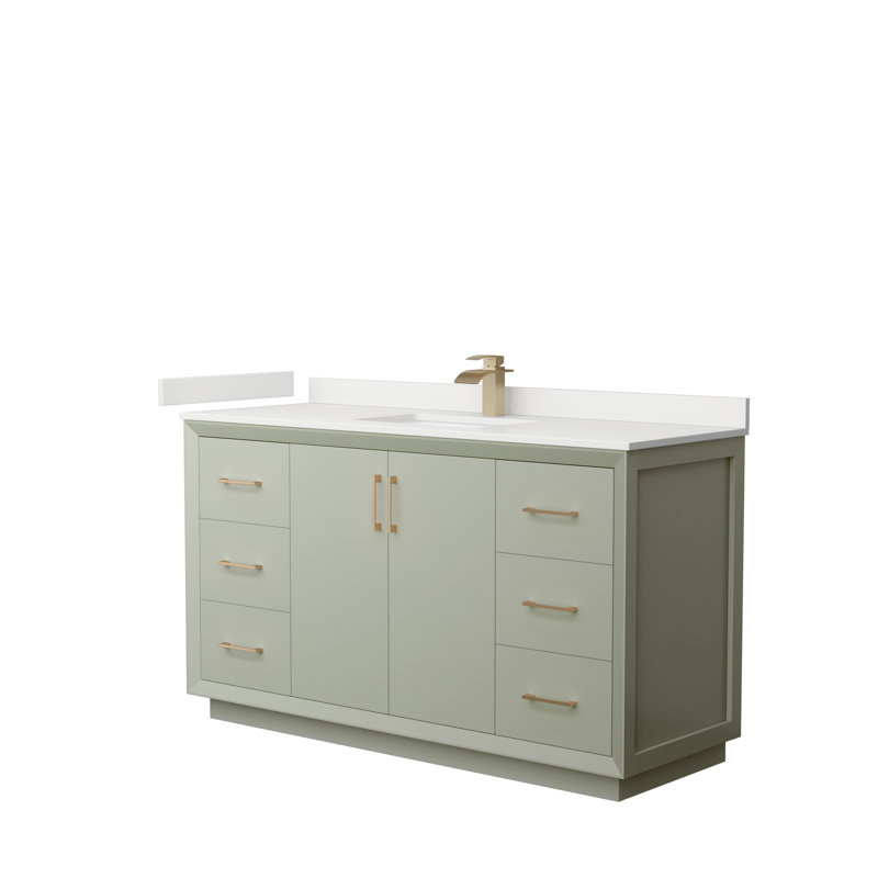 Strada 60'' W Vanity, WDX13369, Light Green, Satin Bronze