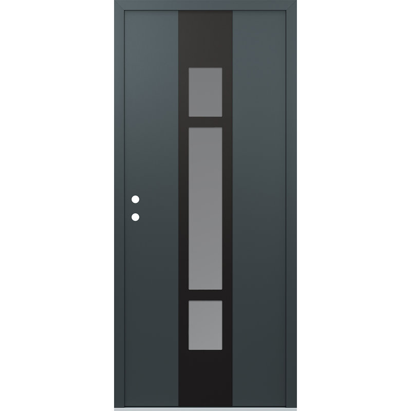 Porte d'entrée pré-suspendue Diamond A9, Anthracite / anthracite / givré, Droite / vers l'intérieur