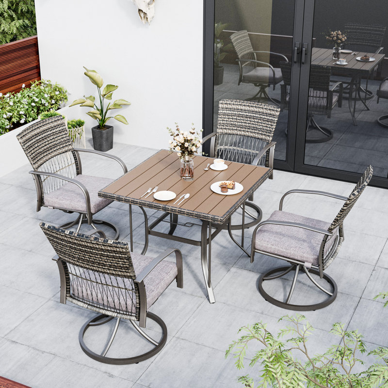 Ensemble repas d'extérieur carré L 36,8 po Hainer, Gris