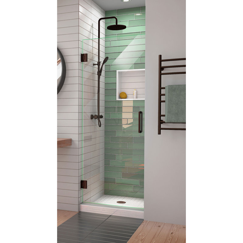 DreamLine Unidoor-LS 29 inch W x 72 inch H Frameless Hinged Shower Door in Oil Rubbed Bronze, Bronze, 29"