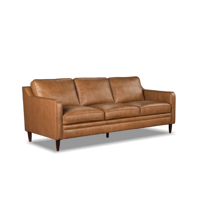 Ashtabula Genuine Leather Square Arm Sofa, Honey