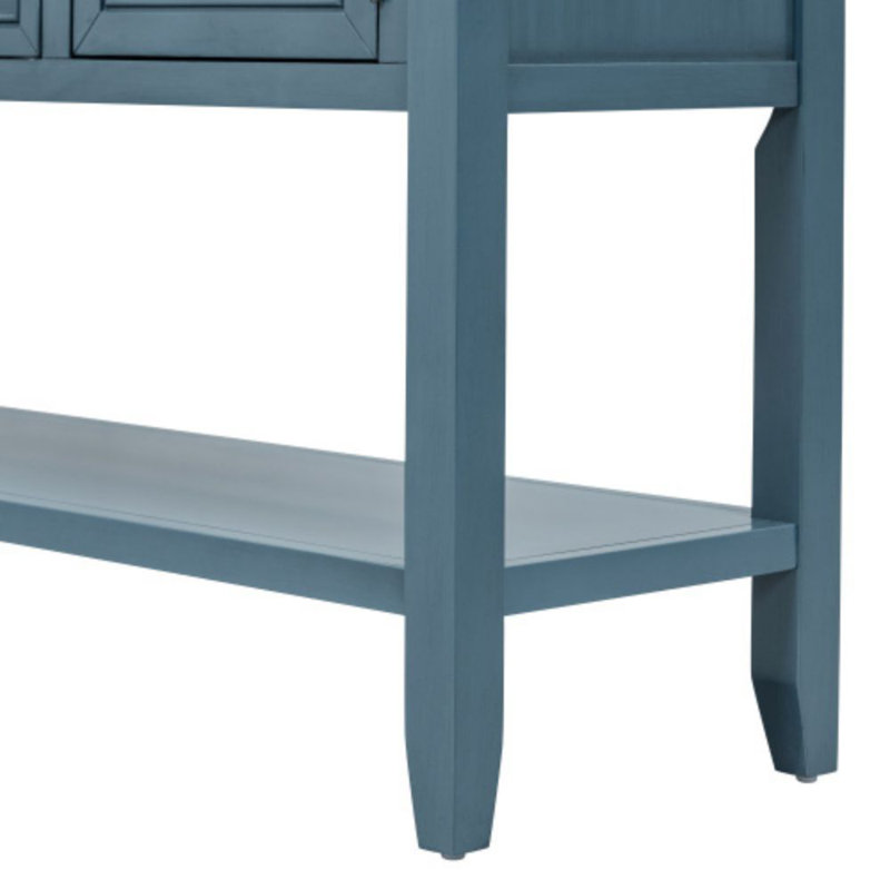 Cambridge Series  Ample Storage Vintage Console Table With Four Small Drawers And Bottom Shelf For Living Rooms, Entrances And Kitchens