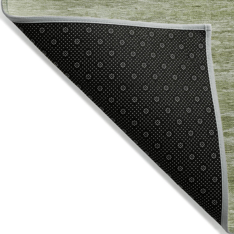 HomeRoots 3' X 5' Artichoke Green And Fern Green Abstract Washable Indoor Outdoor Area Rug
