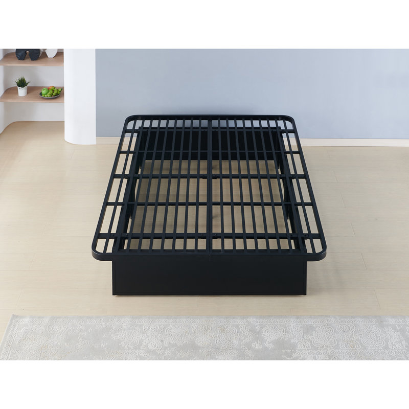 Modern Style Heavy Duty Full Size Platform Bed Frame Made With Metal And 16 Inch Height In Black, Full