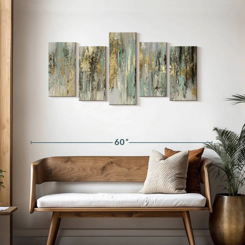 " Dripping Gold " 5 - Pieces, 24" H x 49" W x 1.25" D