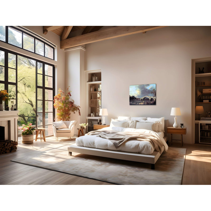 Bridge and Clouds by Canaletto 53×80 cm MetalArt Materic Aluminum Satin Effect, Frameless Panel, Lightweight Ready to Hang