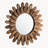 12 Inch Rustic Sunburst Boho Wood Wall Decor Mirror, Carbonized Black