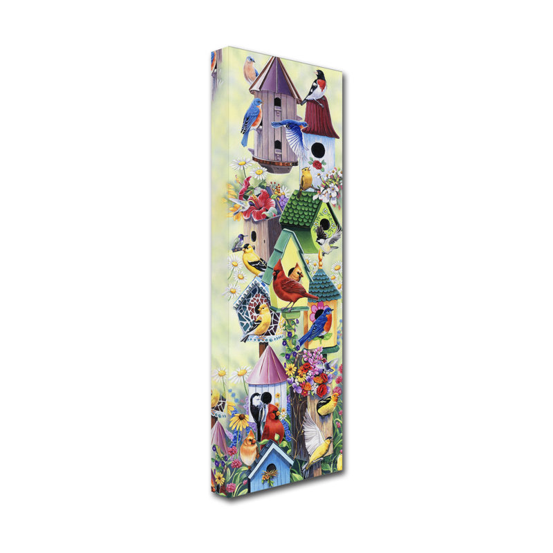 Caiti Birdhouse and Birds Tower - reproduction sur toile, H 47 po x l 16 po x P 2 po