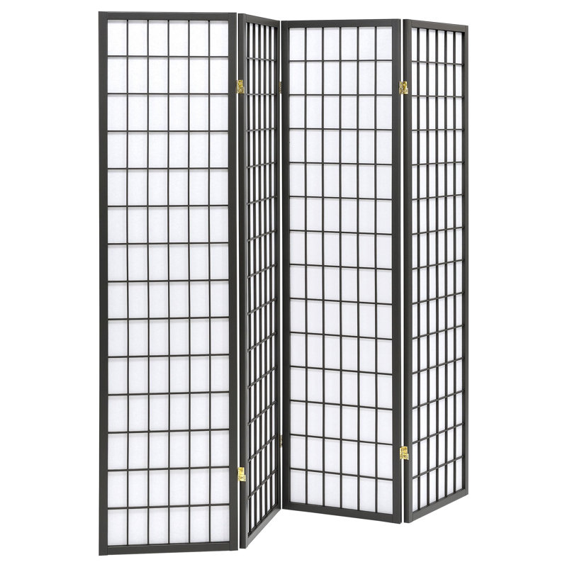 Cloison 4 panneaux en bois massif l 69,5 "x H 70,25" Ashwika - Noir, Noir, 4, H 70,25 po x l 69,5 po x P 0,75 po