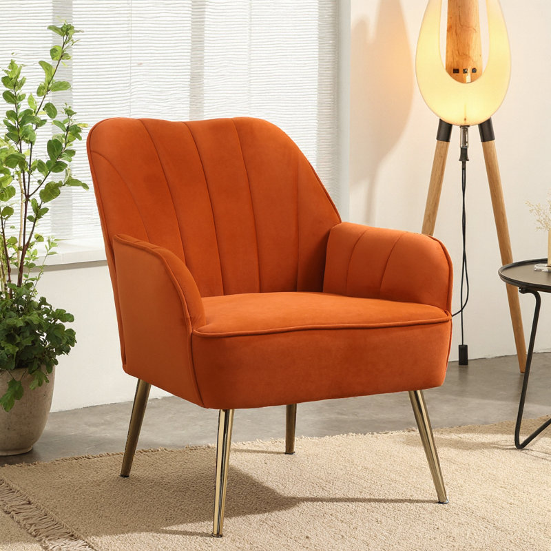 Fauteuil d'appoint en velours Sherpa, Orange