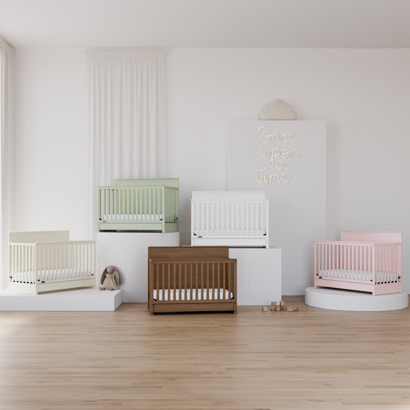 Sasha 5-In-1 Convertible Crib With Drawer, White