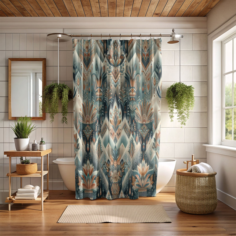 Rideau de douche 1 pièce Dallman Boho Waves, H 74 po x l 40 po