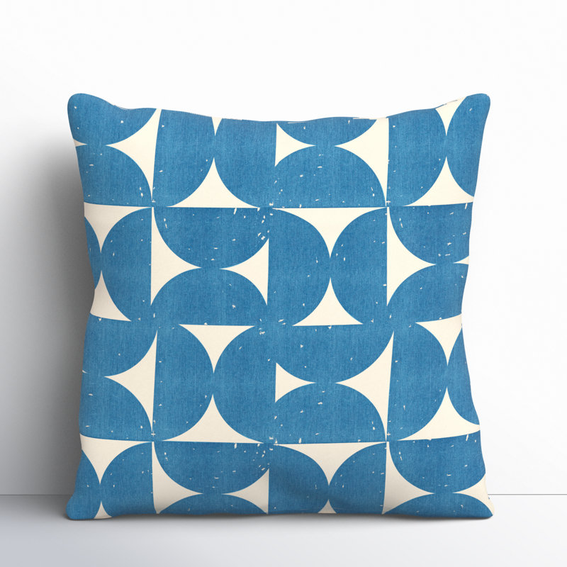 Saritha Geometric Down Throw Pillow, 18" x 18", Dark Blue/Beige
