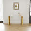 Console en verre d'acier inoxydable, table d'appoint repas doré transparent BS-02