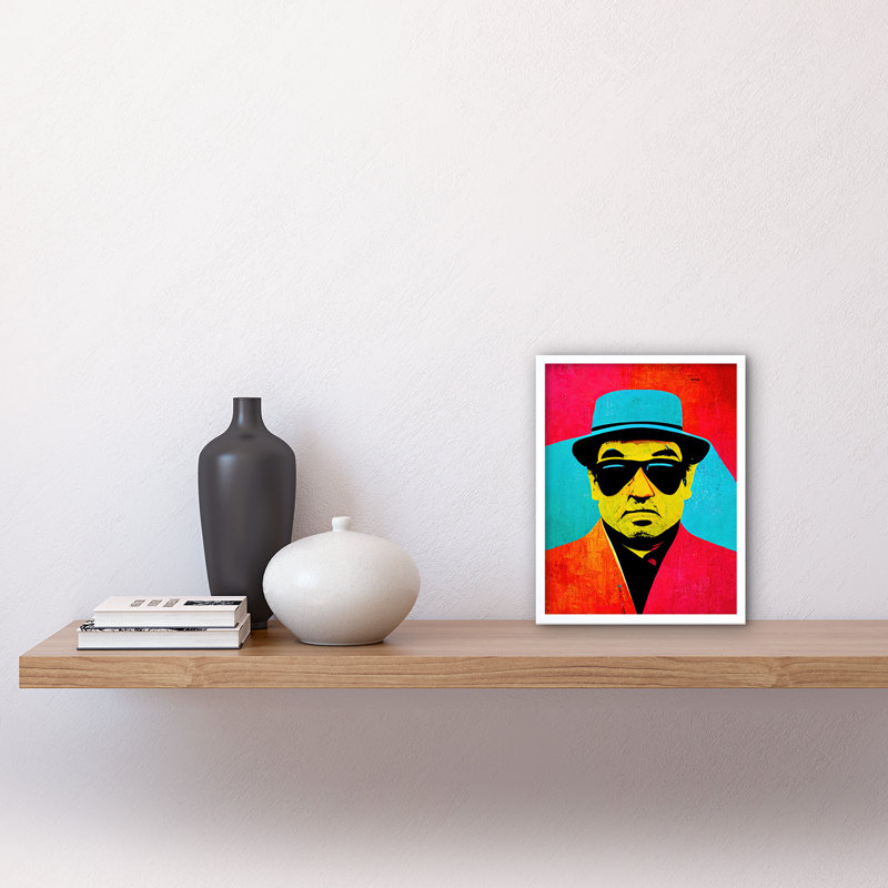 Pop Art Jazz Musician Sunglasses - Print, White Framed Unframed, 25.9cm H x 20.6cm W x 1.5cm D
