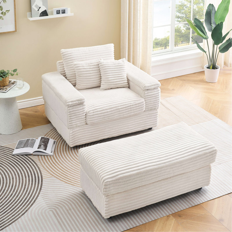 Canapé simple en velours côtelé 42,52 pouces avec un coussin