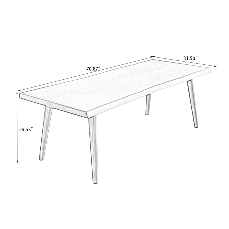 Brown Rectangular Solid Wood Dining Table, 29.53"H x 70.87"L x 31.5"W