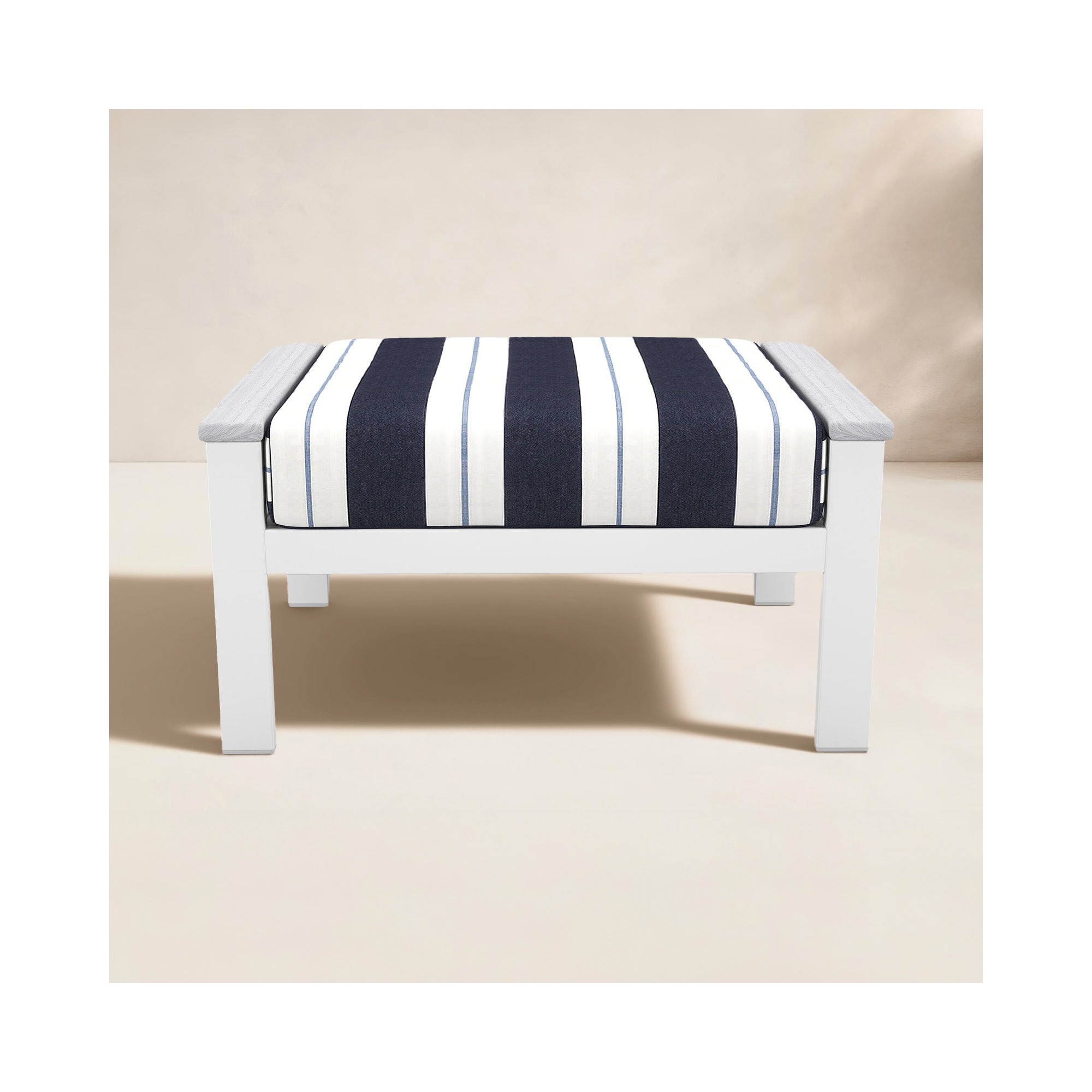 Townsend Metal Outdoor Ottoman With Sunbrella Cushion, White