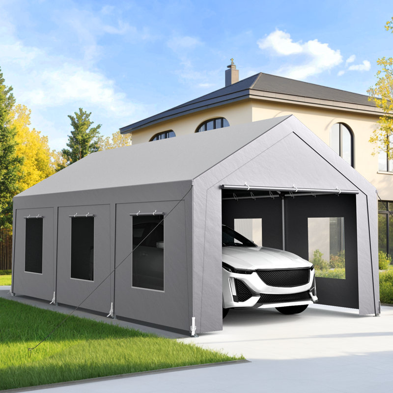 Vita 12' W x 20' D Heavy Duty Carport Portable Garage Storage Shed Canopy with 6 Mesh Windows