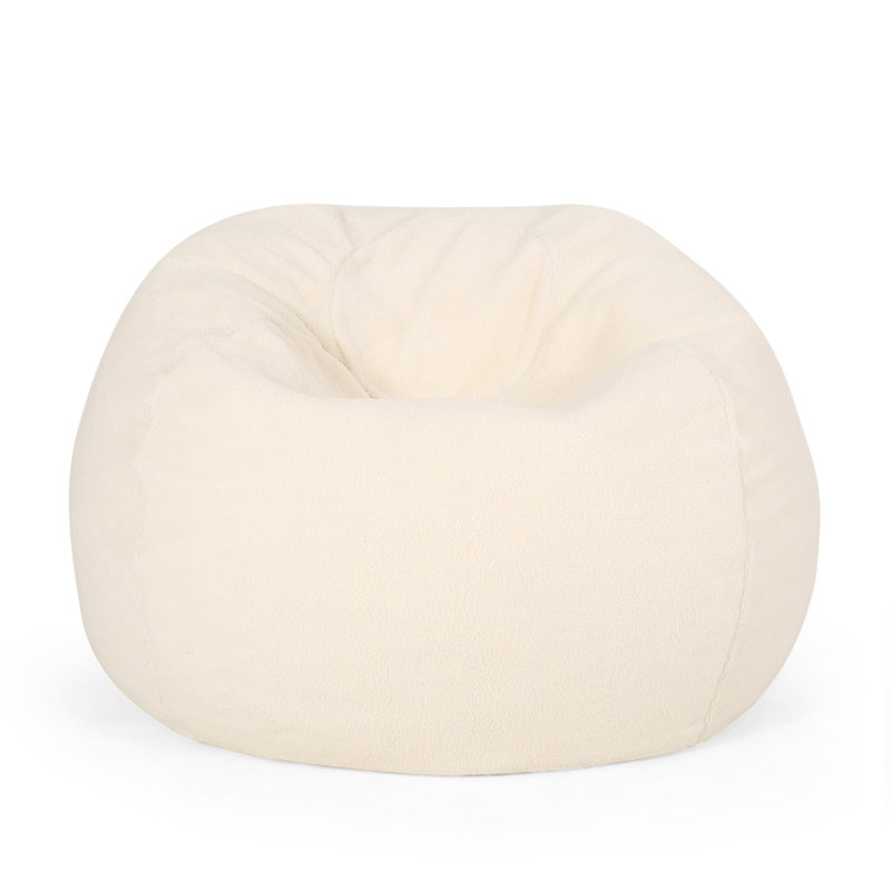 Fauteuil à billes 3 pieds, H 25,05 po x l 34,05 po x P 34,05 po, Tissu crème