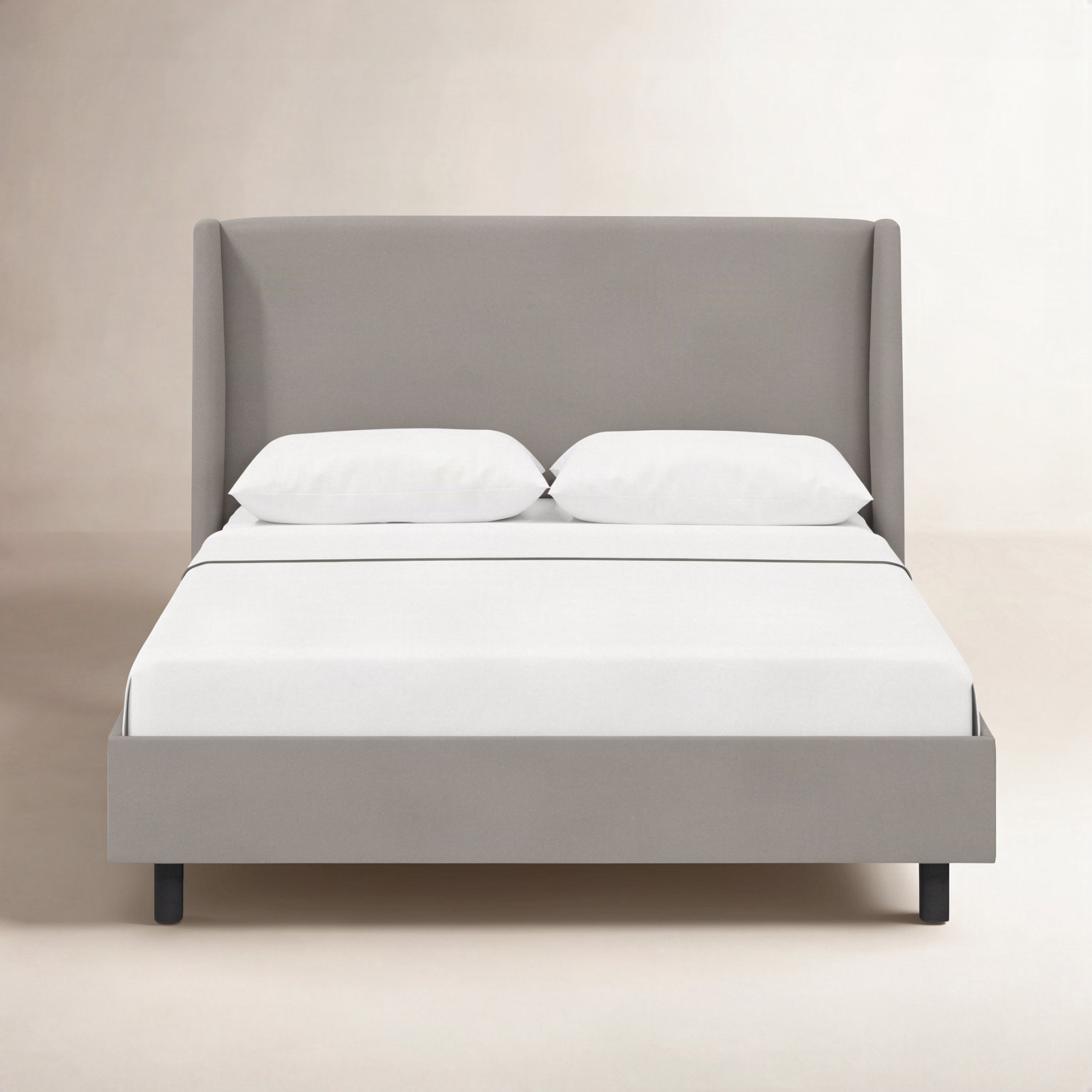 Tilly Linen Upholstered Wingback Bed, California King, Classic Otter Performance Velvet