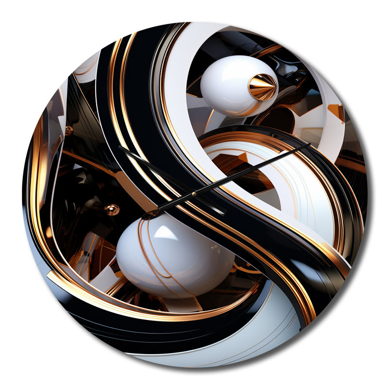 Horloge murale en métal liquide Art Black Spheres II, Petit