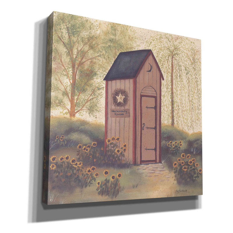 «Folk Art Outhouse I» par Pam Britton, art mural sur toile, H 26 po x l 26 po x P 1,5 po