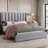 Linen Upholstered Platform Bed with 2 Drawers, Storage Bed Frame With Charging Station-1867787579