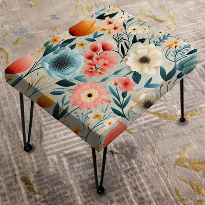 Playful Blooming Floral Pattern - Floral Rectangle Ottoman