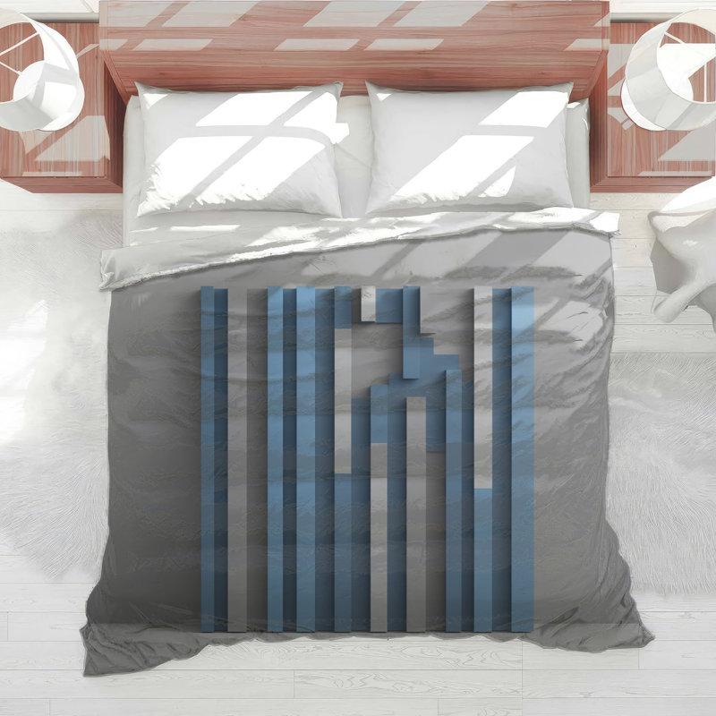 Blue Gray Vertical Bars Comforter, King